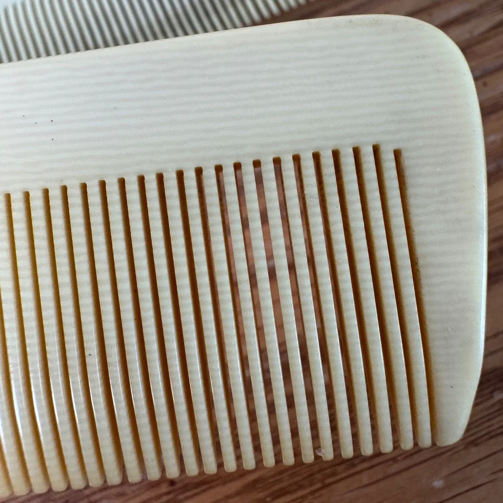 Vintage French Ivory Celluloid Vanity Set Tray Combs Buffer Jar‎ Butterfly 6pc